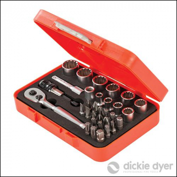 Dickie Dyer Spline Socket & Bit Set 1/4 inch  Drive 32pce - 32pce - Code 758502