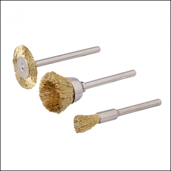 Silverline Rotary Tool Brass Wire Brush Set 3pce - 5, 15, 20mm Dia - Code 763601