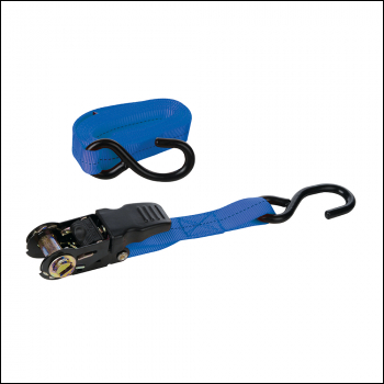 Silverline Rubber-Handled Ratchet Tie Down Strap S-Hook - 4.5m x 25mm - Rated 250kg Capacity 500kg - Code 781358
