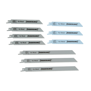 Silverline Recip Saw Blades for Wood & Metal 10pce - HCS - 240 & 150mm - Code 783087