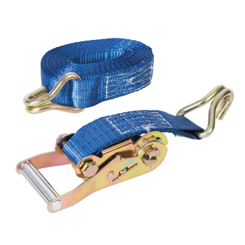 Silverline Ratchet Tie Down Strap J-Hook - 6m x 38mm - Rated 750kg Capacity 1500kg - Code 785253