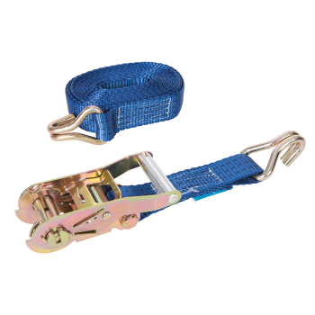 Silverline Ratchet Tie Down Strap J-Hook - 6m x 38mm - Rated 1000kg Capacity 2000kg - Code 786547