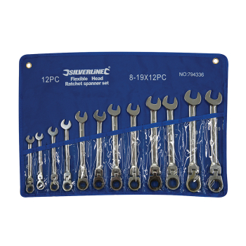 Silverline Flexible Head Ratchet Spanner Set 12pce - 8 - 19mm - Code 794336