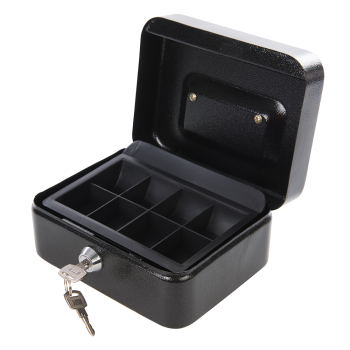 Silverline Metal Cash & Valuables Box Keyed - 165 x 128 x 80mm - Code 795764