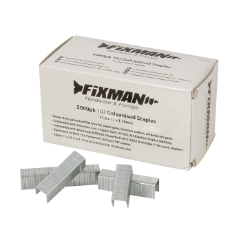 Fixman 10J Galvanised Staples 5000pk - 11.2 x 12 x 1.17mm - Code 810318