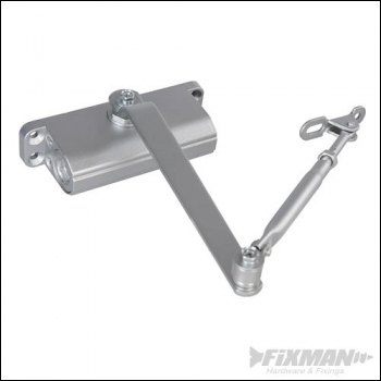 Fixman Automatic Overhead Door Closer - Size 4 (60 - 85kg) Silver - Code 827448