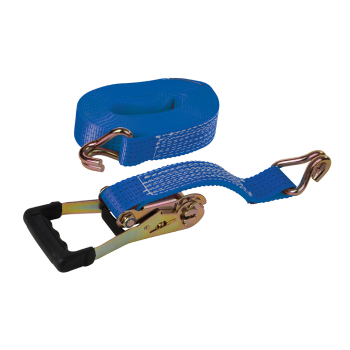 Silverline Rubber-Handled Ratchet Tie Down Strap J-Hook - 8m x 50mm - Rated 1700kg Capacity 3400kg - Code 846125