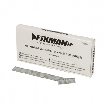 Fixman Galvanised Smooth Shank Nails 18G 5000pk - 12 x 1.25mm - Code 861880