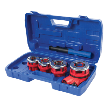 Silverline Pipe Threading Kit 5pce - 1/2”, 3/4”, 1” & 1-1/4” BSPT - Code 868556