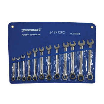 Silverline Fixed Head Ratchet Spanner Set 12pce - 8 - 19mm - Code 868746