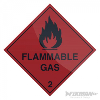 Fixman Flammable Gas Sign - 100 x 100mm Self-Adhesive - Box of 5 - Code 880753