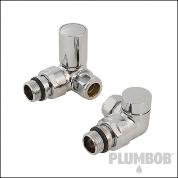 Plumbob Angled Corner Towel Radiator Valve & Lockshield - 15mm - Code 894121