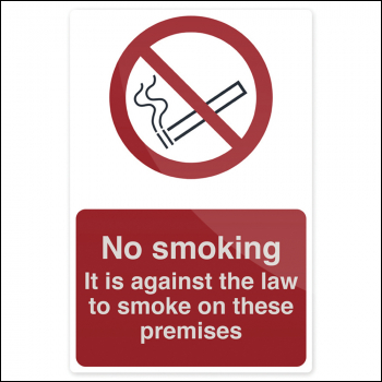 Fixman No Smoking - Against The Law Sign - 200 x 300mm Rigid - Box of 5 - Code 904546