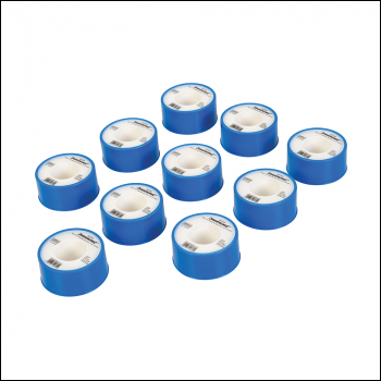 Silverline White PTFE Thread Seal Tape 10pk - 19mm x 12m - Code 905866