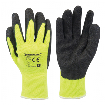 Silverline Hi-Vis Builders Gloves Yellow - L 10 - Code 907757