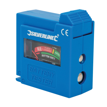 Silverline Compact Battery Tester - AAA / AA / C / D / 9V / LR1 / A23 / button cells - Code 918147