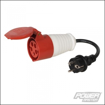 PowerMaster 16A Schuko Plug to 16A CEE 400V Socket Fly Lead Converter - 400V 5 Pin - Code 957129