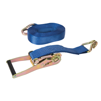 Silverline Ratchet Tie Down Strap J-Hook - 8m x 50mm - Rated 1300kg Capacity 2600kg - Code 958720