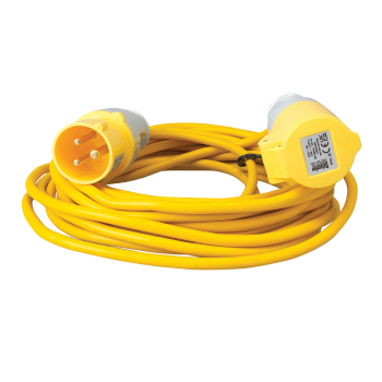 Defender Extension Lead Yellow 1.5mm2 16A 10m - 110V - Code E85118