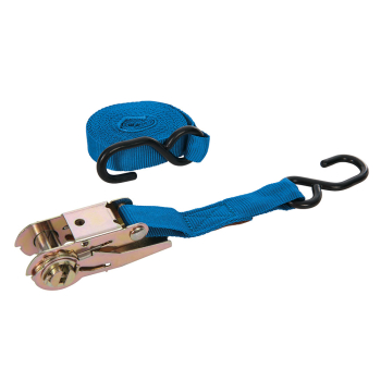 Silverline Ratchet Tie Down Strap S-Hook - 4.5m x 25mm - Rated 250kg Capacity 500kg - Code MS21S