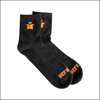 Scruffs Worker Lite Socks Black 3pk - Size 7 - 9.5 / 41 - 43 - Code T54884