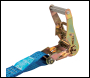 Silverline Ratchet Tie Down Strap J-Hook - 6m x 38mm - Rated 750kg Capacity 1500kg - Code 785253