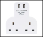 Powermaster Dual Socket T Adaptor with Twin USB - 2100mAh Combined - Code 819066