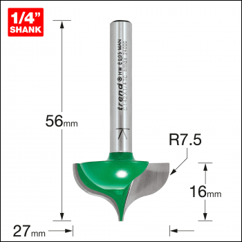 Trend Ogee Mould 7.5mm Radius X 27mm Diameter - Code C142X1/4TC