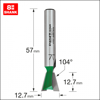 Trend Dovetail Cutter Angle=104 Degrees X 12.7mm Diameter - Code C041X8MMTC