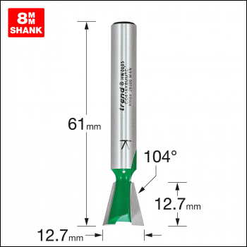 Trend Dovetail Cutter Angle=104 Degrees X 12.7mm Diameter - Code C041AX8MMTC