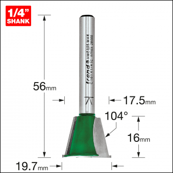 Trend Dovetail 20mm Diameter X 104 Degrees Spurs - Code C161X1/4TC