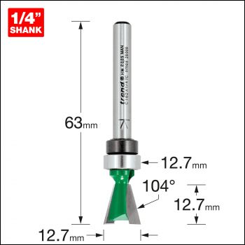 Trend Dovetail 12.7mm Diameter X 104 Degrees Guided - Code C162X1/4TC