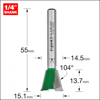 Trend Dovetail 15mm Diameter X 104 Degrees Spurs - Code C163X1/4TC