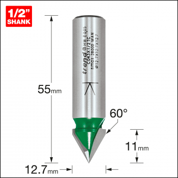 Trend Chamfer V Groove Cutter Angle=60 Degrees - Code C043X1/2TC