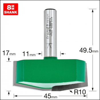 Trend Bevel Panel Raiser 10 Degrees 41mm Diameter - Code C187X8MMTC