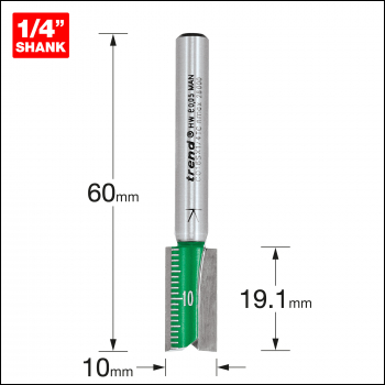 Trend Two Flute 10mm Diameter X 19mm Cut Scale - Code C016SX1/4TC