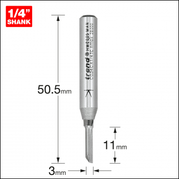 Trend One Flute 3mm Diameter X 11mm Cut - Code C034CX1/4TC