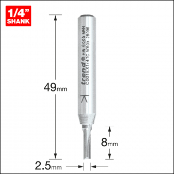 Trend Two Flute Cutter 2.5mm Diameter - Code C001EX1/4TC