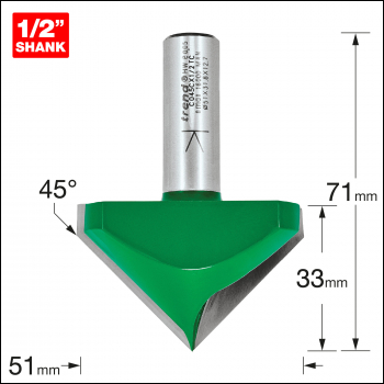 Trend Chamfer V Groove Cutter Angle=45 Degrees - Code C045CX1/2TC