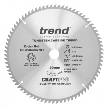 Trend Craft Saw Blade Crosscut 305mm X 78 Teeth X 30mm - Code CSB/CC30578T