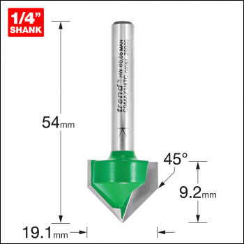 Trend Chamfer V Groove Cutter Angle=45 Degrees - Code C044AX1/4TC