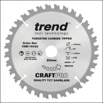 Trend Craft Saw Blade 160mm X 32 Teeth X 20mm - Code CSB/16032