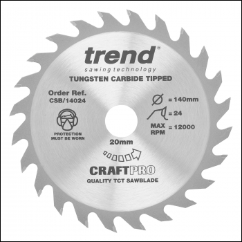 Trend Craft Saw Blade 140mm X 24 Teeth X 20mm - Code CSB/14024