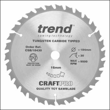Trend Craft Saw Blade 184mm X 30 Teeth X 16mm - Code CSB/18430