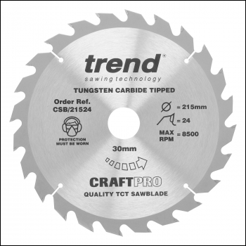 Trend Wood Circular Saw Blade 215mm X 30mm X 24t - Code CSB/21524