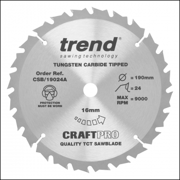 Trend Craft Saw Blade 190mm X 24 Teeth X 16mm - Code CSB/19024A