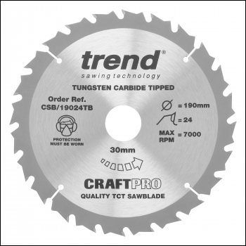 Trend Craft Saw Blade 190 X 24 Teeth X 30 Thin - Code CSB/19024TB