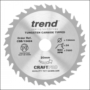 Trend Craft Saw Blade 134mm X 24 Teeth X 20mm - Code CSB/13424
