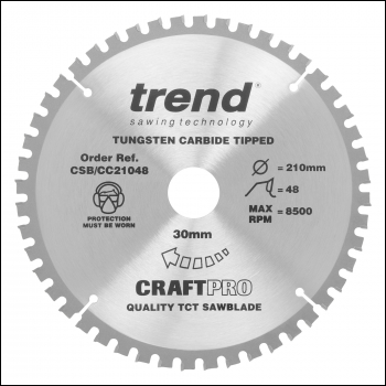 Trend Craft Saw Blade Crosscut 210mm X 48 Teeth X 30mm - Code CSB/CC21048