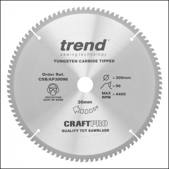 Trend Craft Saw Blade Aluminium And Plastic 300 X 96 Teeth X 30 - Code CSB/AP30096